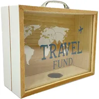 Out of the Blue Deko-Accessoire/Spardose aus Holz Travel Funds/Größe:
