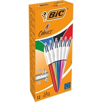 BIC 4-Farben-Kugelschreiber 4 Colours Shine farbsortiert, Schreibfarbe: blau, schwarz,