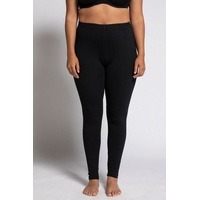 Ulla Popken Damen Leggings Baumwolle, Rundum-gummibund Hosen, Schwarz, 54-56