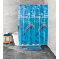 KLEINE WOLKE Duschvorhang Dolphin 180 x 200 cm mehrfarbig