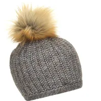 Eisbär Damen Bommelmütze Aurelie Lux", blaugrau-h.braun, One Size