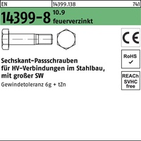 Peiner EN 14399-8 Form H Sechskant-Passschraube Gewindetoleranz 6g M16x70