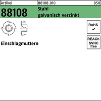 Industrial Quality Supplies Einschlagmuttern St. M 6x 9 galvanisch