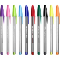 BIC Kugelschreiber Cristal MULTICO transparent, Schreibfarbe: farbsortiert, 10 St.