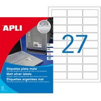 APLI agipa Typenschild-Etiketten, 63,5 x 29,6 mm, silber