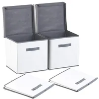 Pearl 2er-Set Aufbewahrungsboxen mit Deckel, faltbar, 31x31x31 cm, weiß