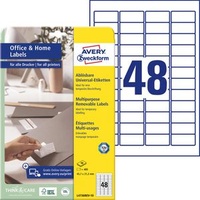 Avery Zweckform Etiketten, 45.7x21.2mm, ablösbar, weiß, 10 Blatt (L4736REV-10)
