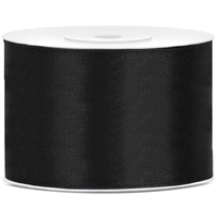 Partydeco Satin Geschenkband schwarz, 25m 50mm breit