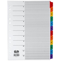 Dots Ordnerregister Mylar Vollformat 1-12 farbig 12-teilig, 1 Satz