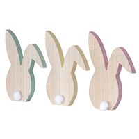 Levandeo 3er Set Hase H22cm Holz Silhouette Gelb Rosa