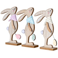 Levandeo 3er Set Deko-Aufsteller H25cm Hase Gelb Rosa Grün