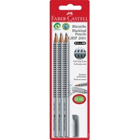 Faber-Castell Grip 2001 Bleistift B, 3er-Pack, Radierer (117197)