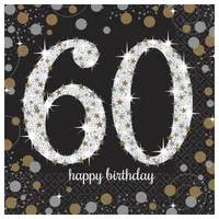 Amscan Servietten 60. Geburtstag, 16 Stück,