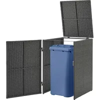 [en.casa] Mülltonnenbox Mülltonnenhaus Polyrattan Dunkelgrau