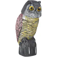 Relaxdays Vogelschreck Eule, mit Wackelkopf, stehende Dekofigur, Taubenschreck für