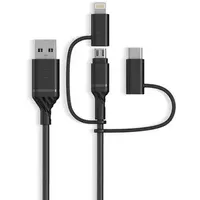 Otterbox 3in1 USBA-Micro/Lightning/USBC cable Black