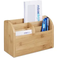 Relaxdays Schreibtisch-Organizer Bambus 5 Fächer 22,0 x 10,0 x
