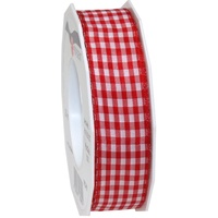 Präsent Geschenkband Vichy matt rot/weiß 25,0 mm x 20,0