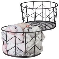 Relaxdays 2 x Drahtkorb, rund, Vintage Design, Aufbewahrung, Kleidung,