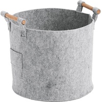 Zeller Aufbewahrungskorb grau (1 St.), mit Holzelementen