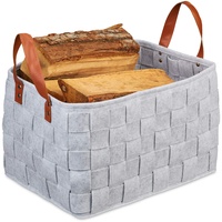 Relaxdays Aufbewahrungskorb Filz, faltbare Aufbewahrungsbox, Filzkorb mit Henkeln, HxBxT: