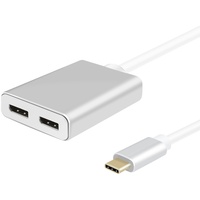 Helos Splitter, USB 3.1 Type-CTM St./2x DisplayPort Buchse, PREMIUM