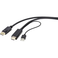 Renkforce DisplayPort / HDMI Adapterkabel DisplayPort Stecker 2.00m, Schwarz