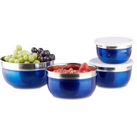 Relaxdays Schüssel Set mit Deckel, Edelstahl, verschiedene Größen, 4-teilig,