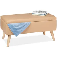 Relaxdays Sitzbank Sitzbank mit Stauraum, 40 L, gepolstert, Holzbeine,