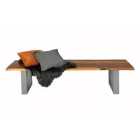 Loreno® Sitzbank Baumkante 200 cm Cognac massiv Akazie silber