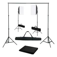 VidaXL Fotostudio Set mit Softbox-Leuchten Hintergrund Komplettset Fotografie Softbox
