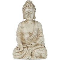 Relaxdays Buddha Figur sitzend, wetterfest, frostsicher, Gartenstatue, Zen Dekofigur