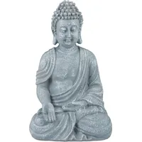 Relaxdays Buddha Figur sitzend 18cm, Dekofigur für Wohnzimmer, Bad