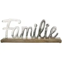 Gilde Schriftzug Aufsteller Familie Alu braun Silber Breite 43,50
