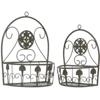 Moritz 2er Set Metall Wandkörbe Pflanzkörbe braun Blumentopfhalter Wandmontage