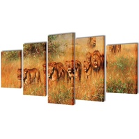 VidaXL Bilder Dekoration Set Löwen 100 x 50 cm