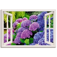 Artland Wandbild »Fensterblick Hortensien im Garten«, Blumen (1 St.),