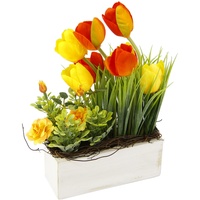 MY HOME Gesteck aus Tulpen Wildrosen und Gras im