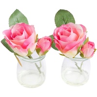 Botanic-Haus künstliche Rose im Glas (2 Stück) (pink)