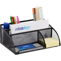 Relaxdays Schreibtischorganizer Metall Schwarz 5 St.