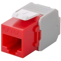 Goobay CAT 6a Keystone RJ45 Jack,ungeschirmt, 500MHz, Rot-Weiß 90689