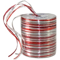 Buttinette Präsent Raffia Pearl-Multicolour Bastband rot/Silber/Bordeaux, 50 m metallic