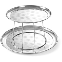 HENDI Meeresfrüchte-Präsenter, Untergestell mit zwei Serviertabletts (ø300/400mm), ø400x(H)200mm, Edelstahl