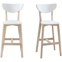 Miliboo Barhocker skandinavisch Weiß und Holz 75 cm 2er-Set