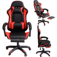 Melko Drehstuhl Gaming Verstellbar Bürosessel Schreibtisch Schwarz Rot Fußablage
