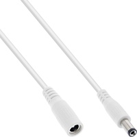 InLine Verlängerungskabel, DC Stecker/Buchse 5,5x2,1mm, weiß 0,5m Stromkabel
