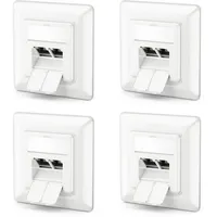 DeleyCON 4x CAT6a Netzwerkdose 2x RJ45 Buchse Geschirmt Unterputz
