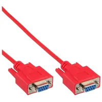 InLine Nullmodemkabel, 9pol Buchse / Buchse, 2m, vergossen, rot