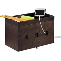 Relaxdays Kabelbox Bambus 25,5 x 16,5 x 14 cm