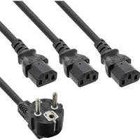 InLine Netz-Y-Kabel, 1x Schutzkontaktstecker zu 3x Kaltgerätestecker, 5m